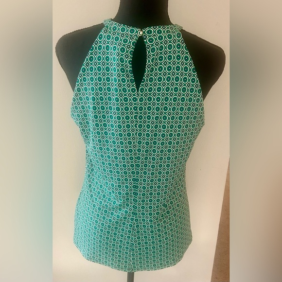White House Black Market Green and White Halter Top - Picture 2 of 3